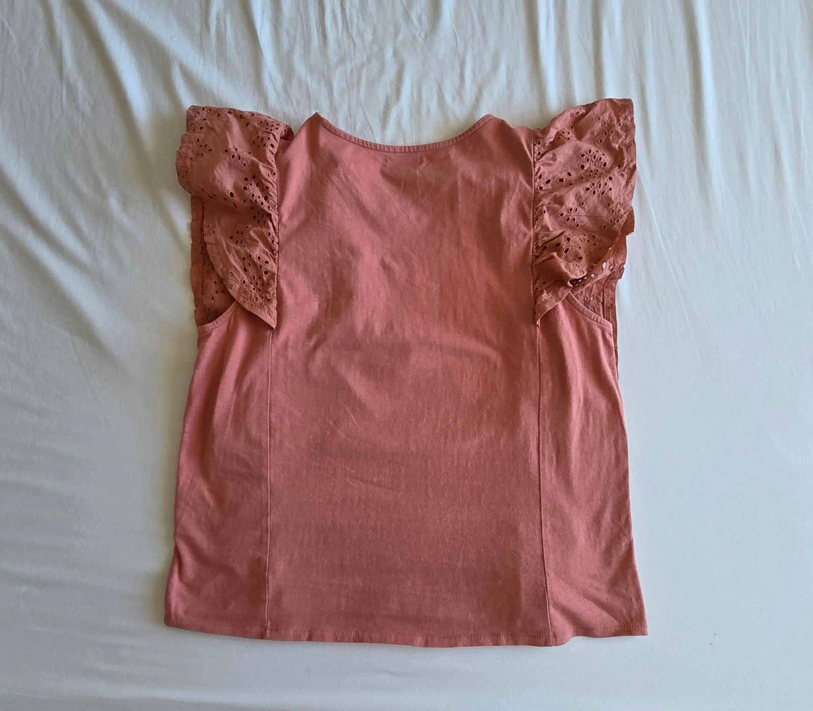 Top rosa terracota GG 42 44 Gémo blusa com babados bordado inglês – photo 3
